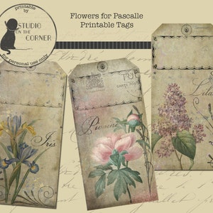 Printable Flower Tag Gift Tags for Mom Gift Tags Spring Flower Tags Instant Download Editable Hang Tags Vintage Inspired Tag Flower Lover
