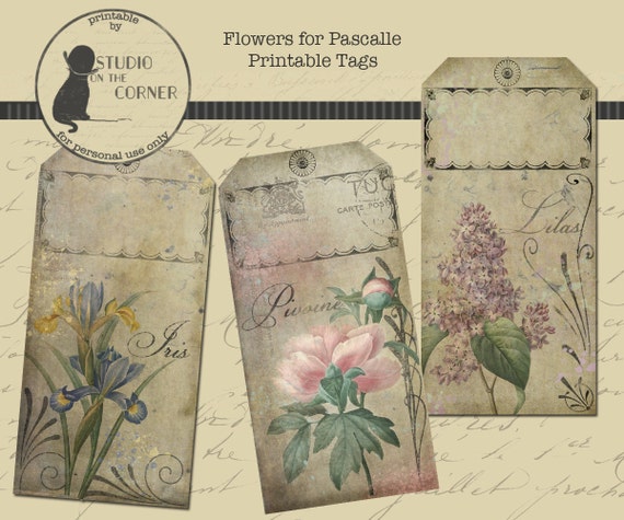 Printable Flower Tag Gift Tags for Mom Gift Tags Spring Flower Tags Instant Download Editable Hang Tags Vintage Inspired Tag Flower Lover