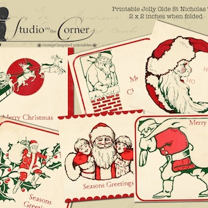 Printable Christmas Gift Tags, Vintage-Inspired Christmas Gift Tags, Santa Claus Gift Tags, Instant Download Gift Tags