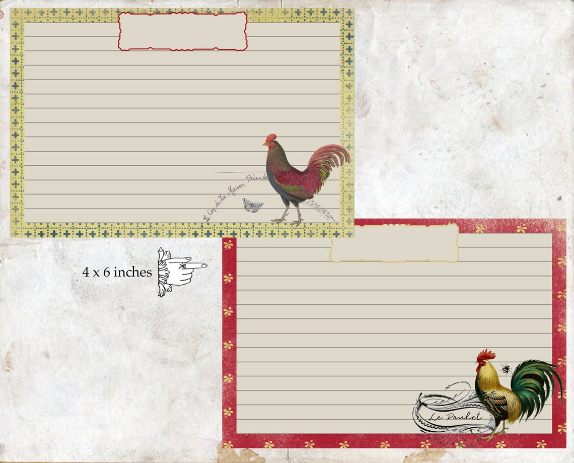 French Country Recipe Cards Printable Recipe Cards Vintage - Etsy