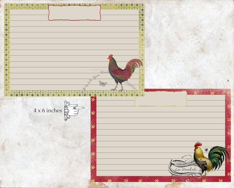 French Country Recipe Cards, Printable Recipe Cards, Vintage Recipe ...