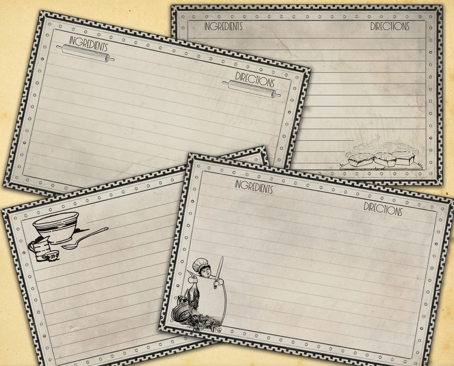 Recipe Cards Tabbed Dividers Recipe Card Divider Printable Recipe Cards ...