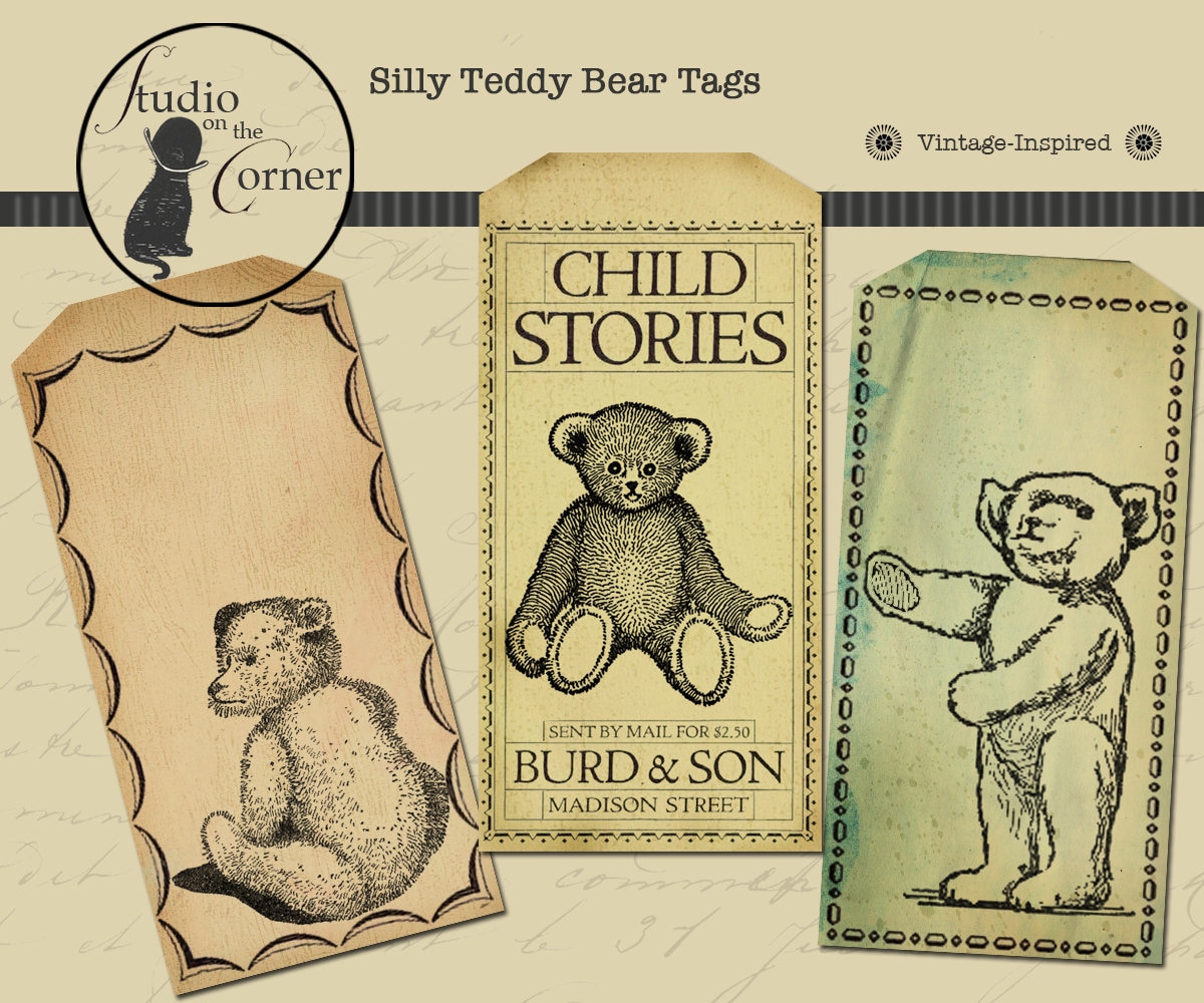 Printable Teddy Bear Tags, Teddy Bear Gift Tags, DIY Gift Tags, Digital