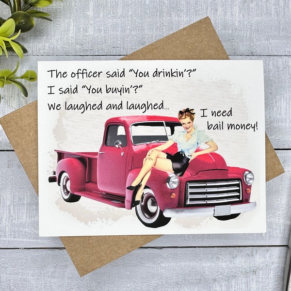 Funny card for any occasion | Blank or Your Personalized message inside | birthday, thinking of you, miss you | for sister, coworker, BFF