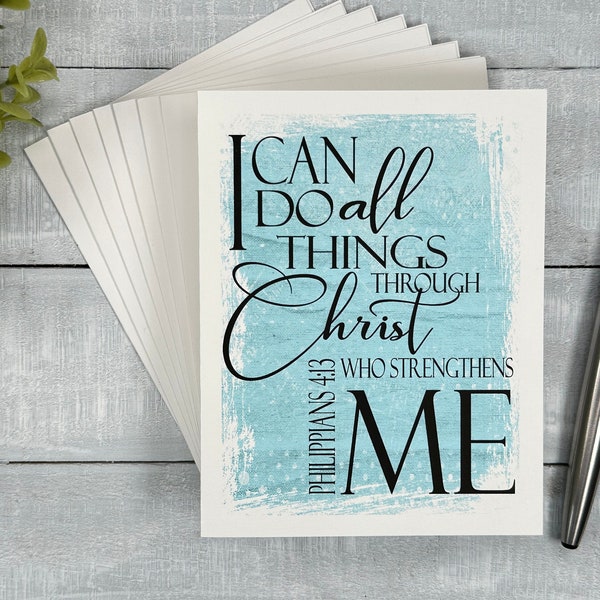 Set of Christian note cards | Blank or Your Personalized message inside | I can do all things through Christ | gift for pastor, minister