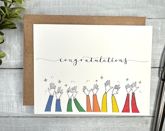 Congratulations Card | Blank or Your Personalized message inside | Graduation, New Job, New House, Divorce, Pregnancy, Engagement, Promotion