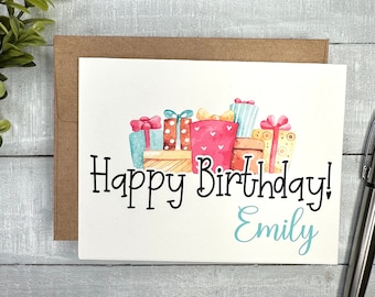 Personalized Birthday Card | Front cover with Name | Blank or Your Personalized message inside | for sister, coworker, boss, mom, friend