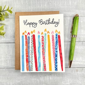 Birthday Card | Blank inside, envelope included| Fun tall funky candles