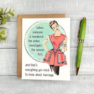 Funny card about marriage | Blank inside, envelope included