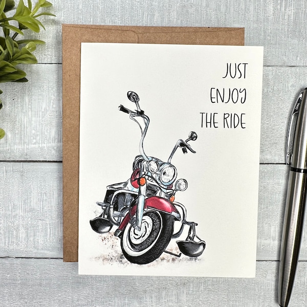 Cool Card | Blank or Your Personalized message inside | For Birthday, Thinking of You, Encouragement, any occasion | motorcycle, HD Bike