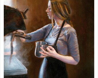 The Barista Print - Fine Art Print "The Barista" - Signed and Numbered Print - Giclee - Artwork by Sean Hatter