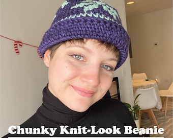 Chunky Knit-Look Beanie Crochet Pattern