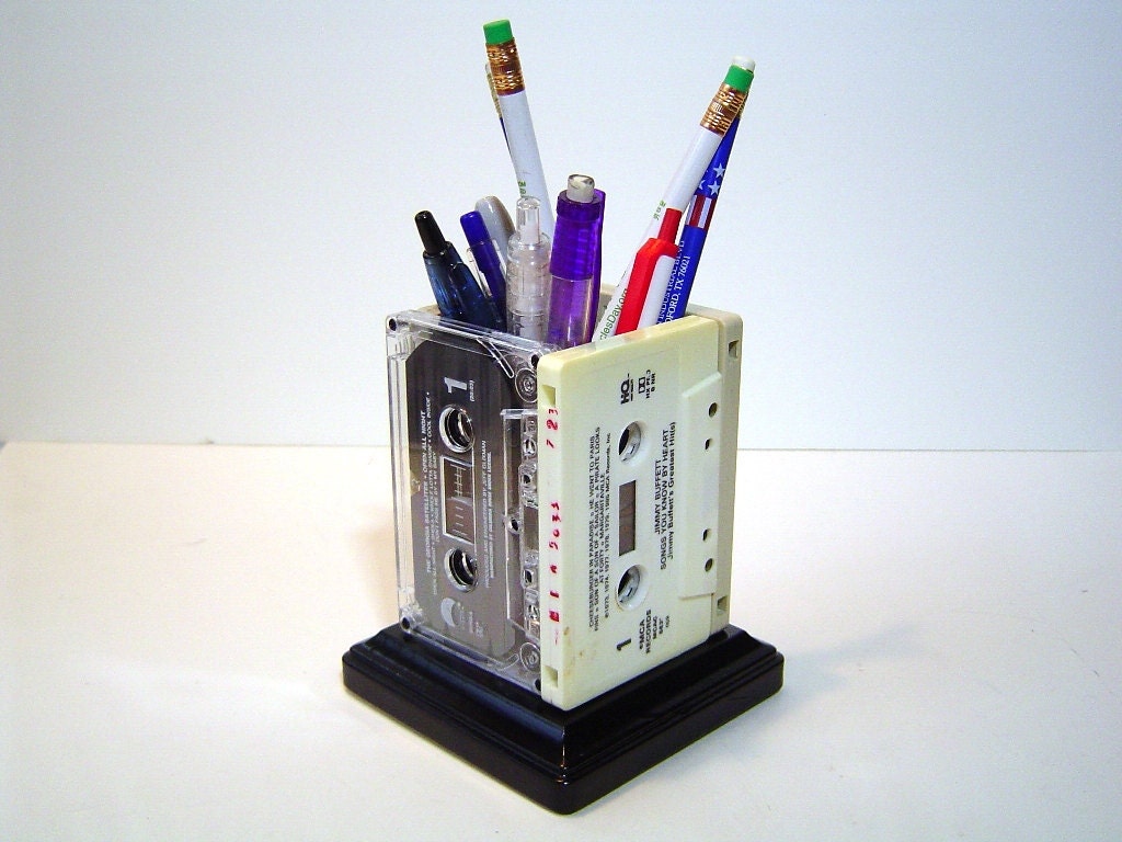 Cassette Pencil Holder Retro 80's Cassettes with Wooden Etsy