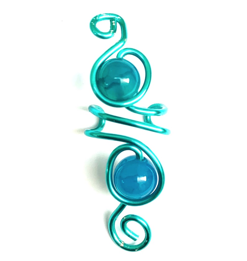Teal Plated Jodie Kuff Healing Ear Kuff with Agate Crystals