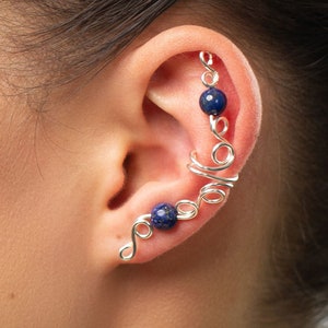 Silver Luna Kuff with Lapis Lazuli
