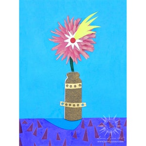 Contemporary Art, Whimsical Print, Flower Art, Still Life Art, Papercut Collage, Flower Print, Collage, Papercut Art, Laura Lynne Art