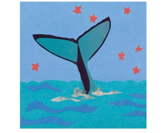 Whale Tail Art, Nursery Art Print, Nautical Artwork, Beach Life, Home Décor, Baby Boy Nursery, Nautical Nursery, Giclee Print, Laura Lynne