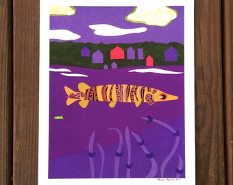 Fishing Art, Fishing Gifts, Fishing Decor, Cabin Decor, Cabin Gifts, Musky Art, Musky Fishing Decor, Musky Fish, Musky Fishing, Muskellunge