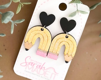 Hand-Painted Rainbow Pencil Earrings