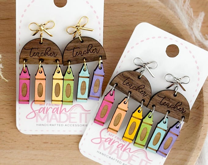 Teacher Crayon Earrings Back to School Gift