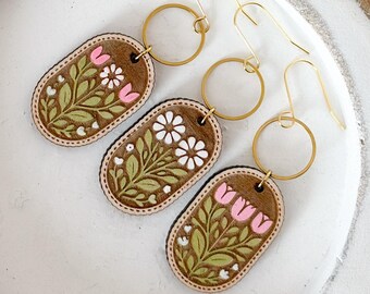 Floral Wooden Dangle Earrings