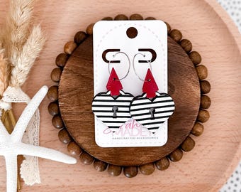 Black & White Striped Heart Lock Earrings
