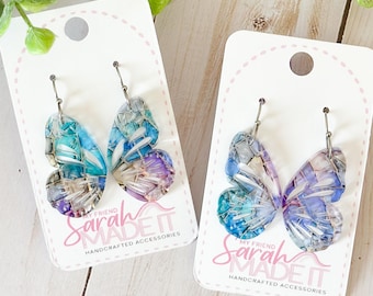 Stained Glass Butterfly Earrings