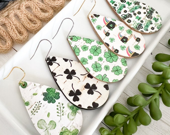 St. Patrick's Themed Cork Teardrop Earring