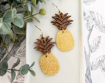 Sparkling Yellow Pineapple Earrings