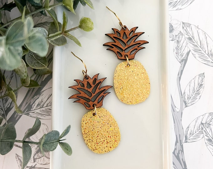 Sparkling Yellow Pineapple Earrings