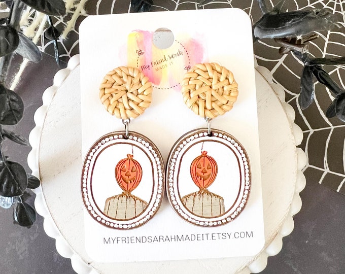 Pumpkin Patch Rattan Earrings