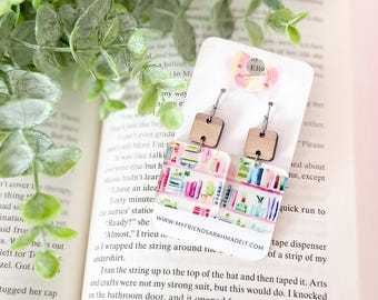 Bookshelf Square Earrings