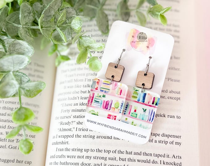 Bookshelf Square Earrings