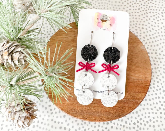 Glitter Snowman Earrings