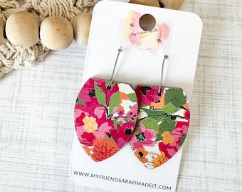 Bright Floral Leaf Earrings