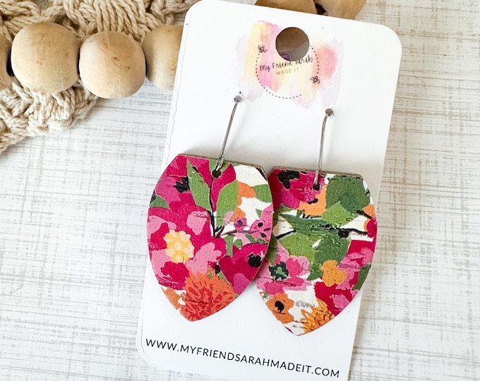 Bright Floral Leaf Earrings