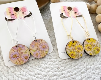 Blooming Meadow Wooden Earrings