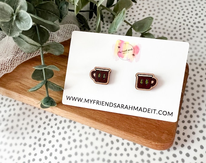 Camping Mug Stud Earrings