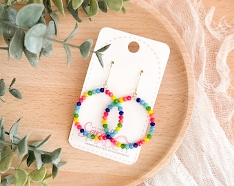 Rainbow Beaded Hoops