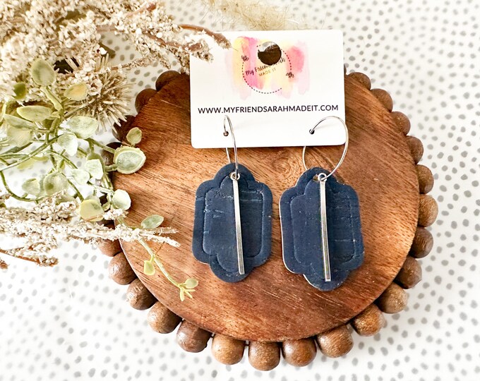 Scalloped Navy Cork Earrings