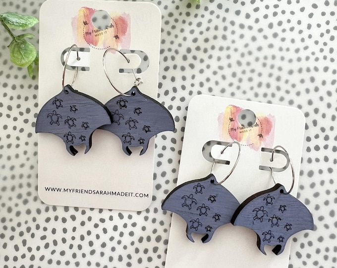 Wood Manta Ray Earrings
