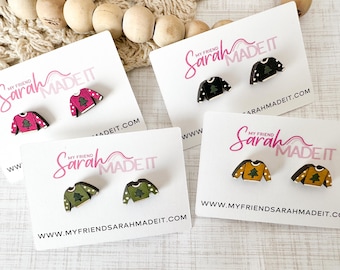 Festive Christmas Sweater Stud Earrings | You Choose Color