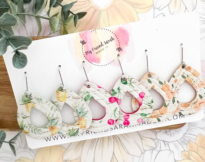 Fruit Punch Cork Teardrop Earring Set