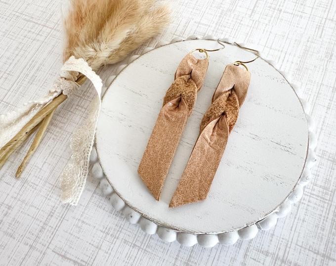 Camel Leather Tassel Earrings