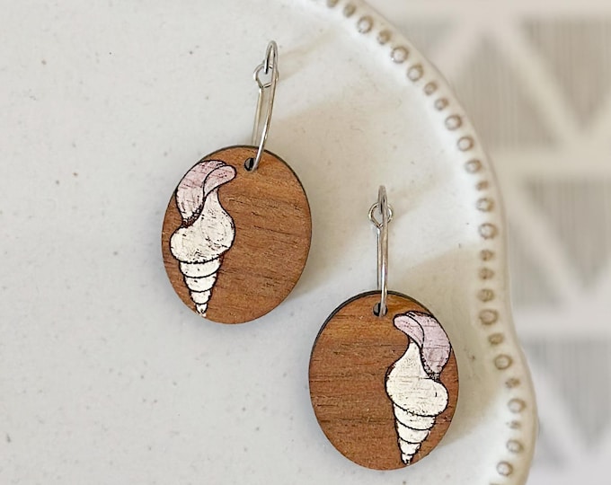 Seashell Disc Hoop Earrings