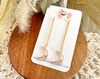 Gold Moon and Star Earrings