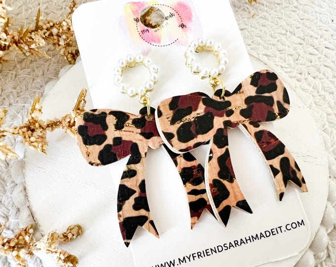 Leopard Bow Statement Earrings