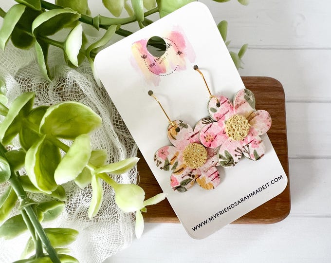 Pink Floral Daisy Earrings