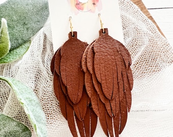 Triple Layer Leather Earrings