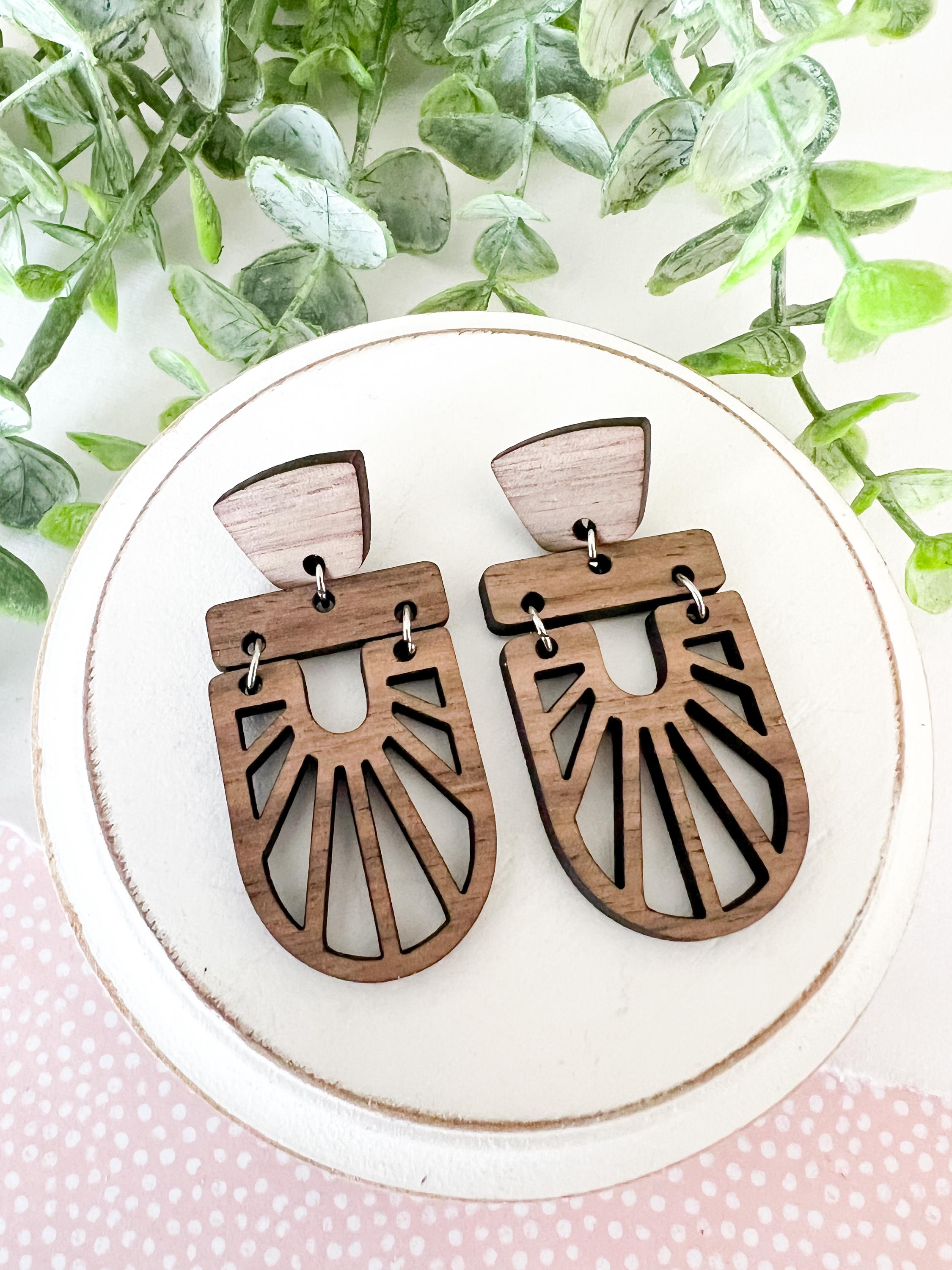 Laser cut wood earrings wholesale deals
